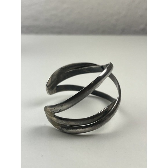 Vintage Sterling Silver Waves Cuff Modern Bracelet 39g - Picture 5 of 10